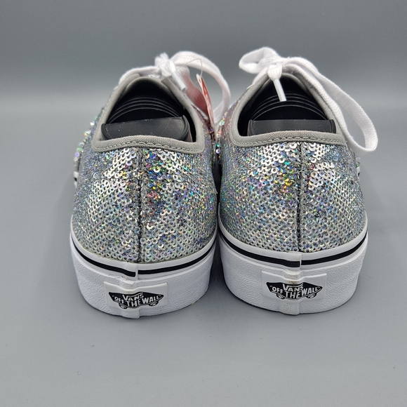 NEW Womens Vans Authentic Micro Sequins Silver True White Sneaker Shoes Size 11 - Picture 5 of 8